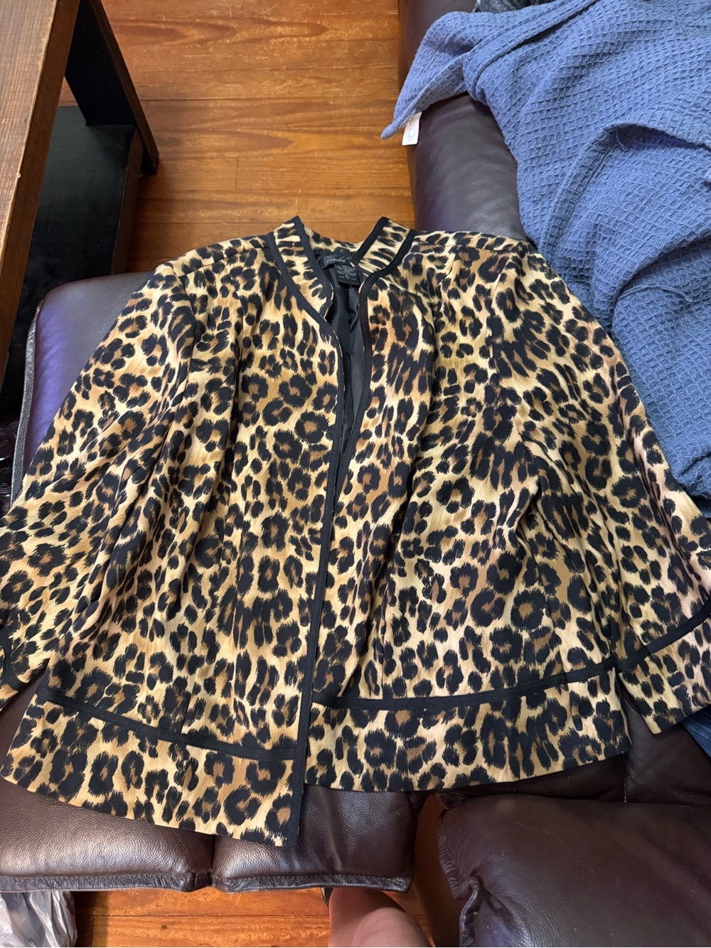 Brandon Thomas Leopard Print Blazer in Tan and Black